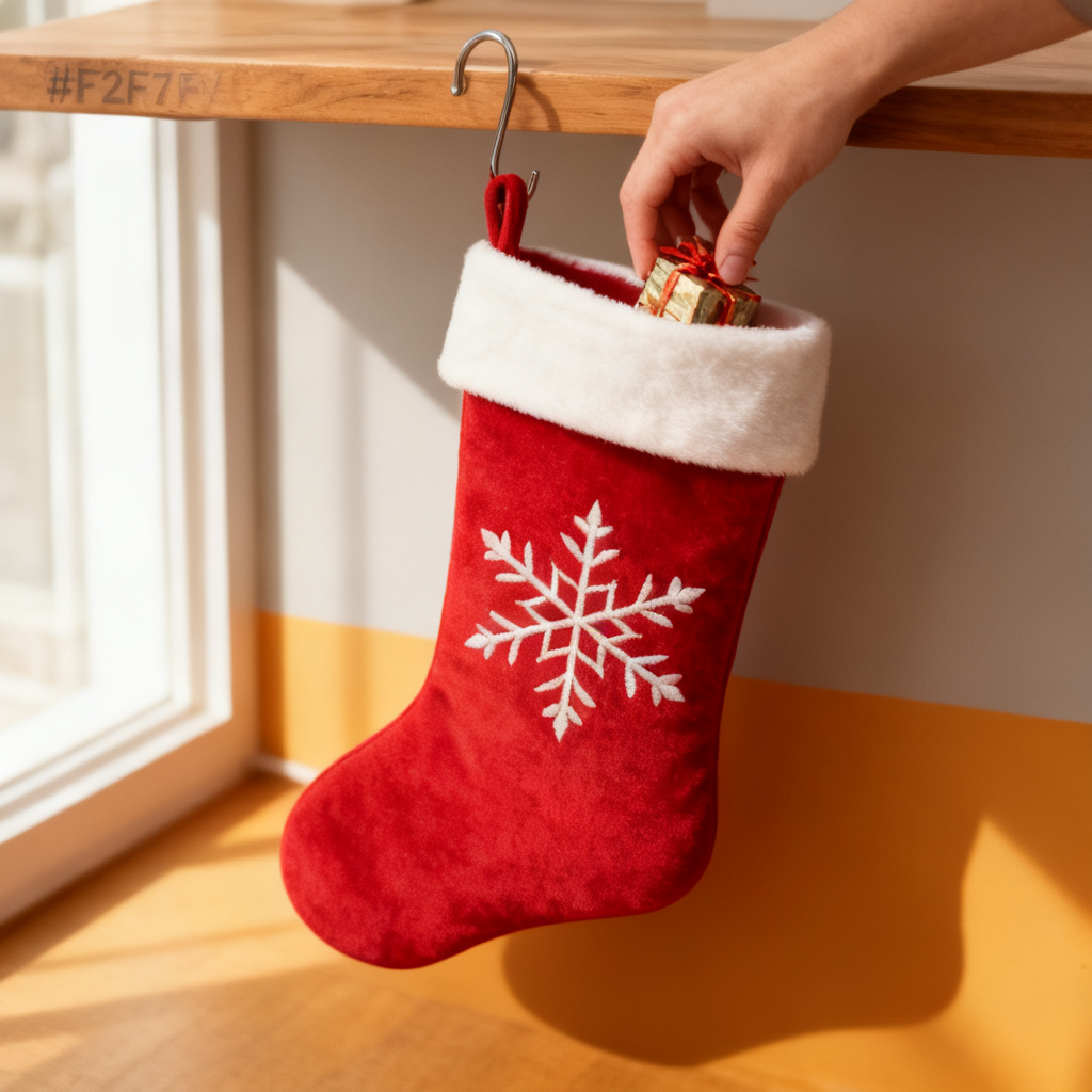 ROOSKEM® Christmas Stocking with Embroidered Snowflake Design — shoppilot-ecb1358b-fe37-4ceb-b068-baa35d39a018 — 4