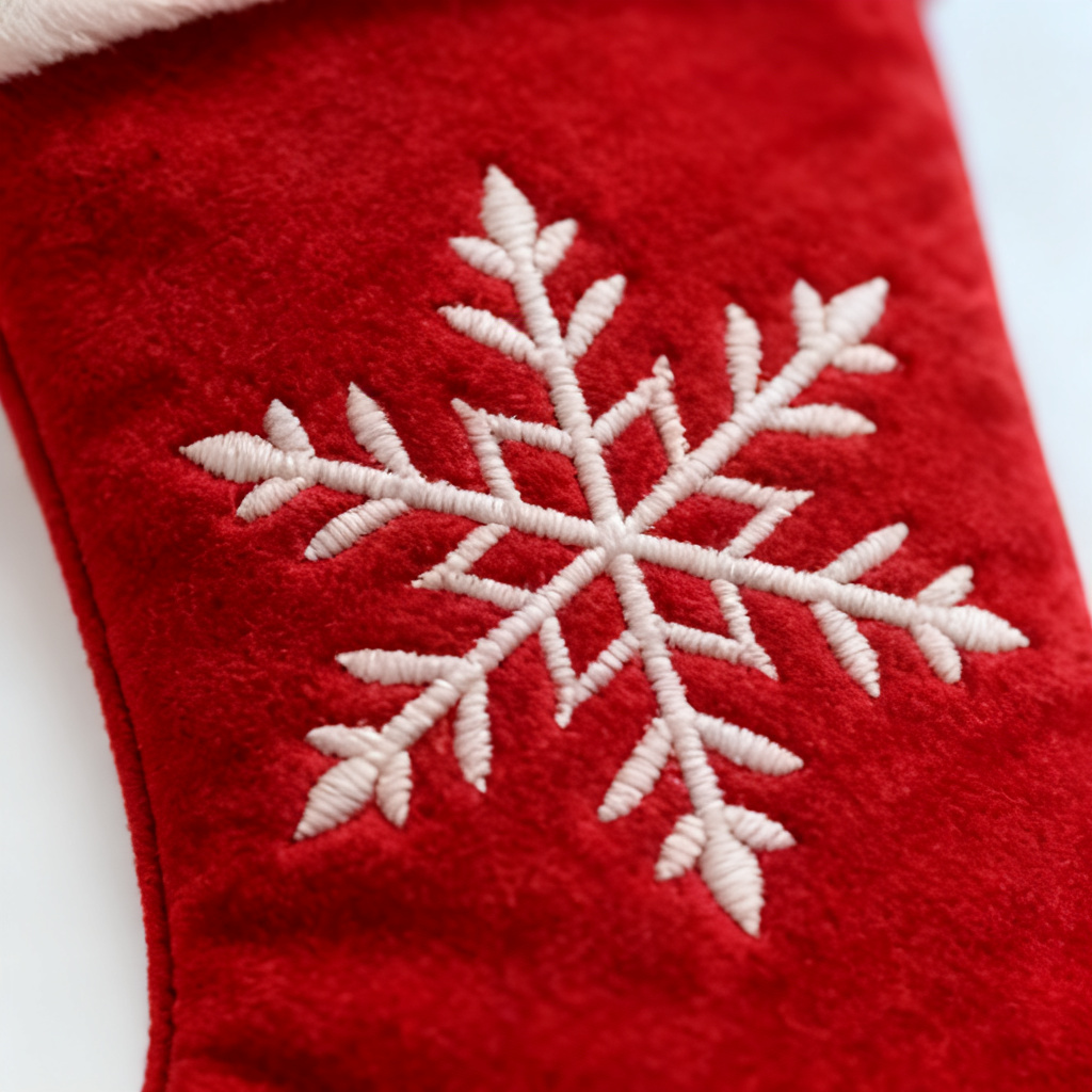 ROOSKEM® Christmas Stocking with Embroidered Snowflake Design — shoppilot-ecb1358b-fe37-4ceb-b068-baa35d39a018 — 2